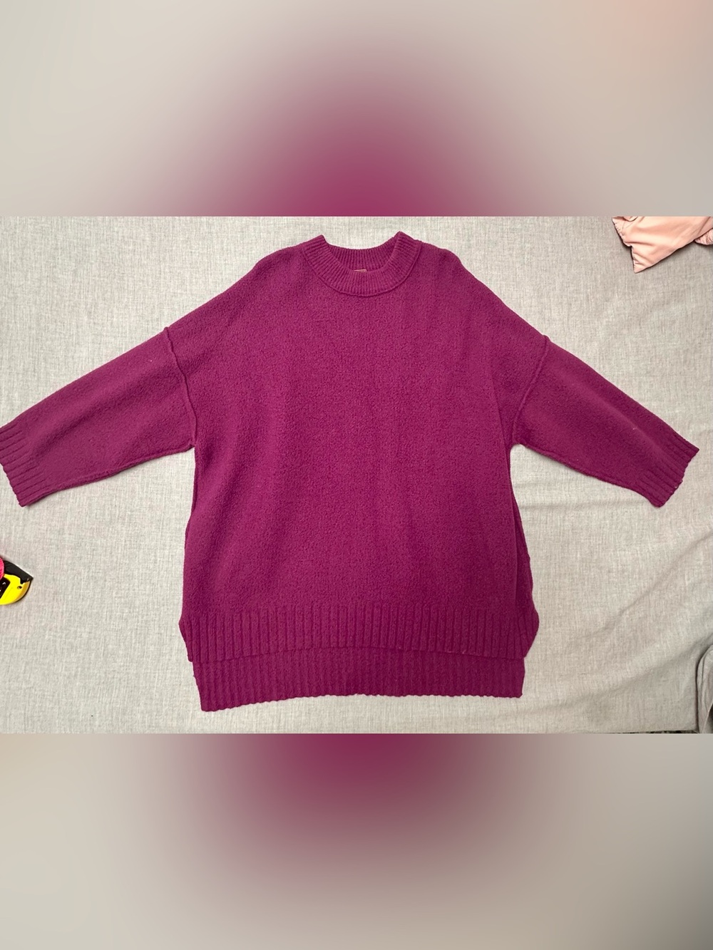 Free People "Peaches" Tunic Sweater Sz S in Plum